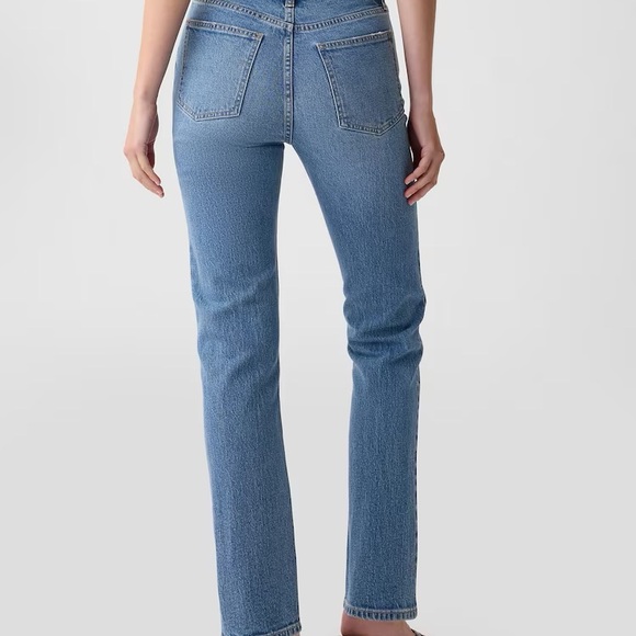 GAP 90s Straight High Rise Jeans — Light Blue Wash Sz 32/14 SHORT - Picture 2 of 7